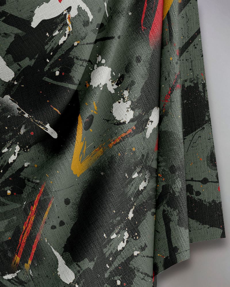 Graffiti Splatter Olive — Cover Me Chic original print fabric