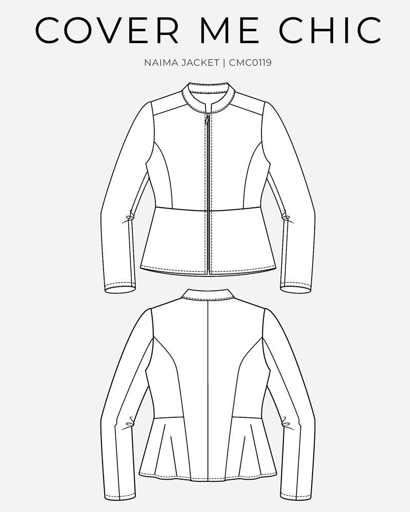 naima fitted jacket sewing pattern b+w